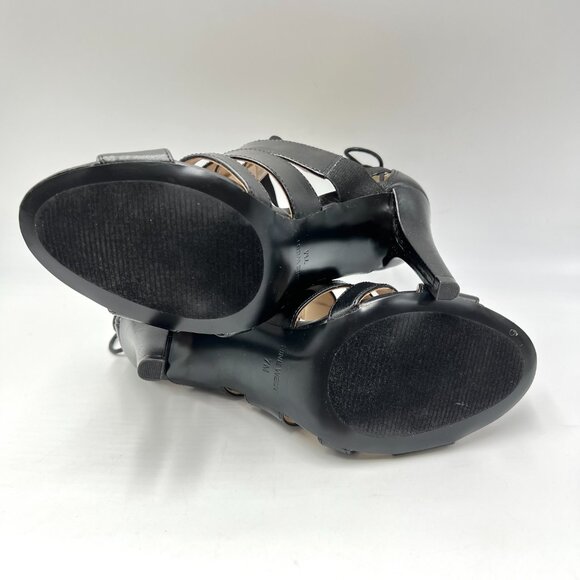 Nine West Womens Size 7 Black Corset Cage Stiletto Dress Heels‎ Sandals Shoes - Picture 6 of 11